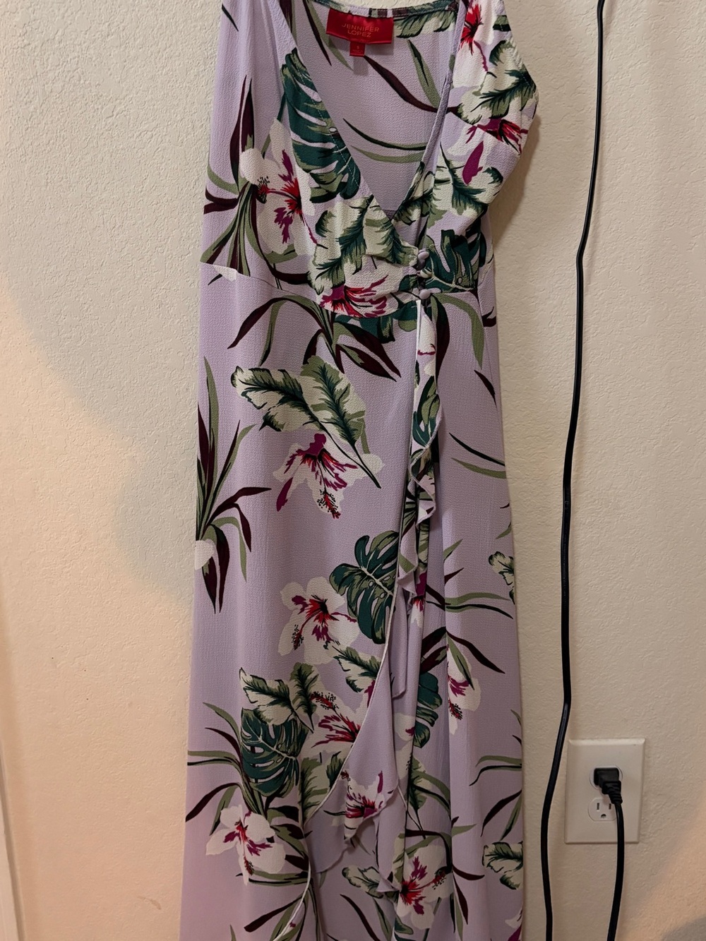 Jennifer Lopez Lavender Floral Wrap Maxi Dress
